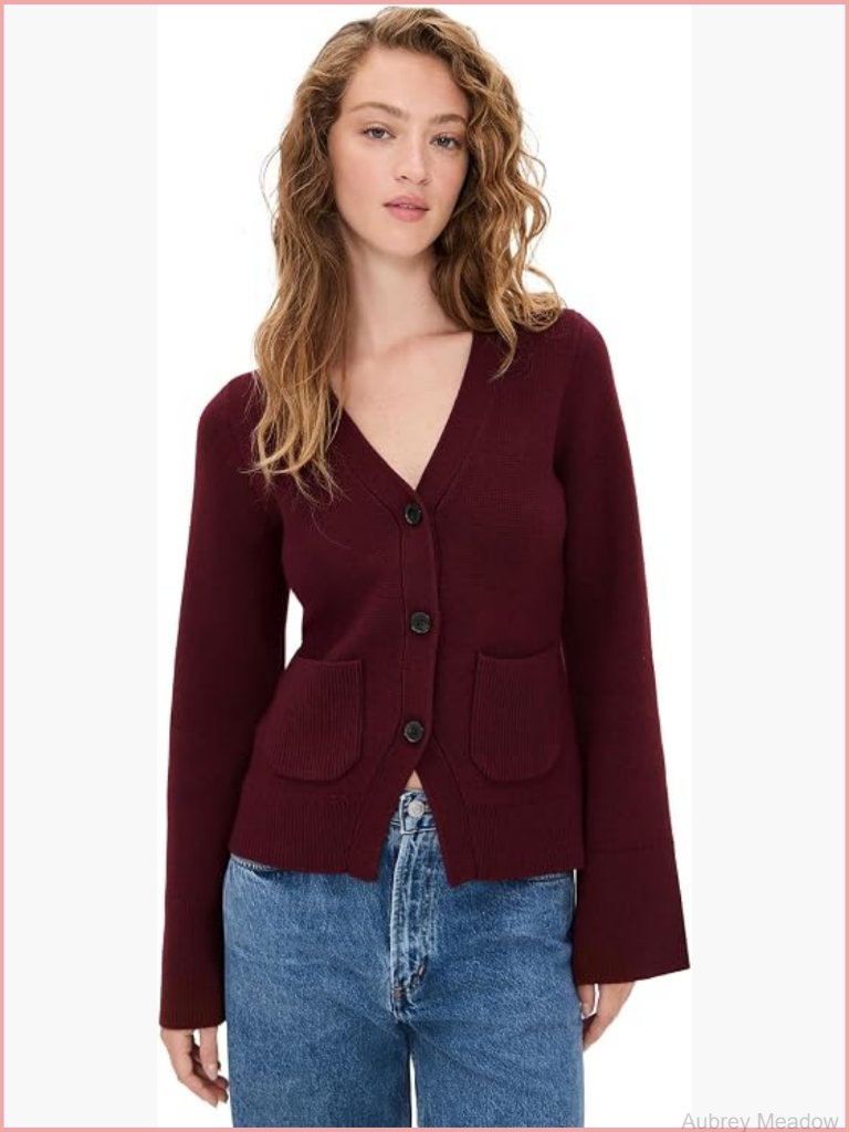 Womens V-Neck Button Cardigan Long Sleeve Soft Knit Warm